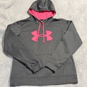 Under Armour Charcoal Hoodie with Vibrant Pink Logo